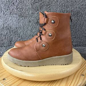 GH Bass Remi Boots Womens 7 Brown Lace Up Chunky Thick Sole